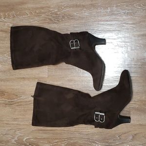 (6) George. Faux Suede Heeled Boots Buckle Urban Contemporary Modern Classic